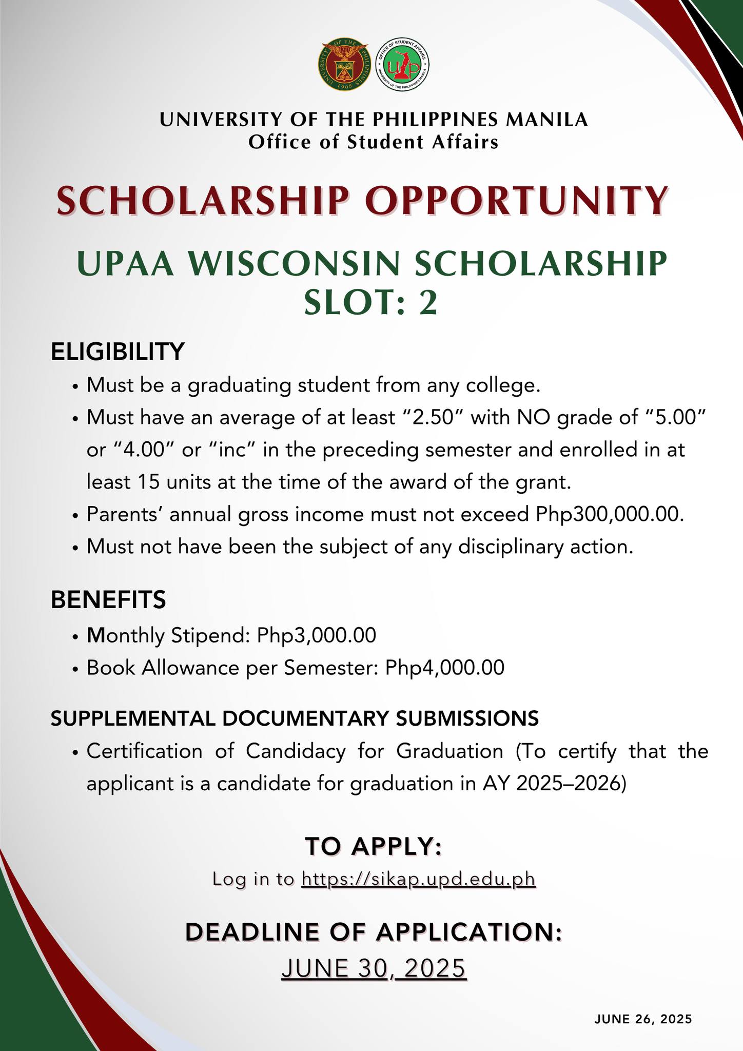 UPAA SINGAPORE SCHOLARSHIP